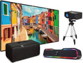 for Soundbar, Gaming & Bluetooth 2023 - With exterior Cord: 1080p Mini HD HDMI Home Popup Movies Cinema, 42" Screen, iLive Theater Bundle Projector, Perfect 120" Kit Tripod