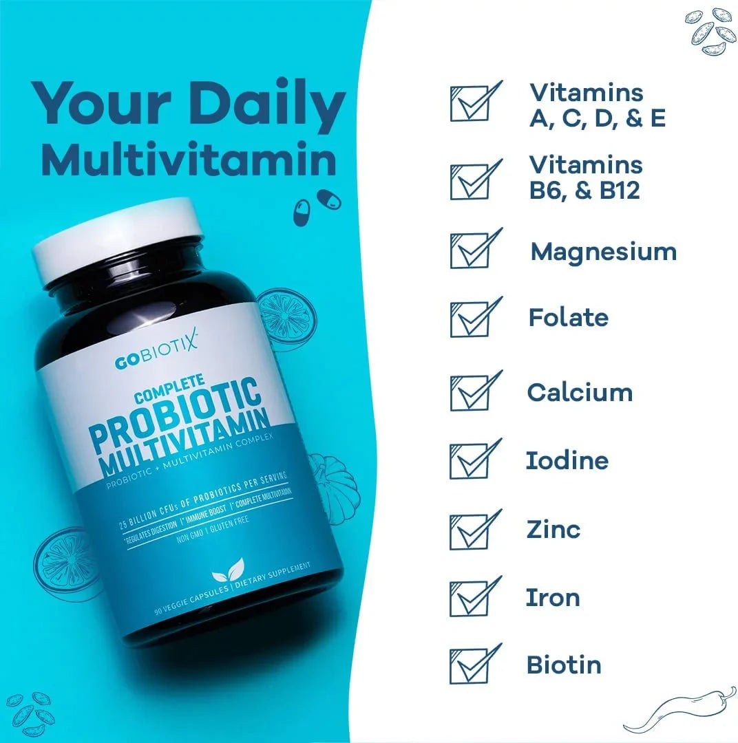 Men for | Digestive 25 | GoBiotix Veggie Free Women ? Health, Billion Flora 90 | Boost &amp; C Gluten with Immune Multivitamin Multivitamin | Probiotic Daily Probiotics &amp; Probiotic CFU