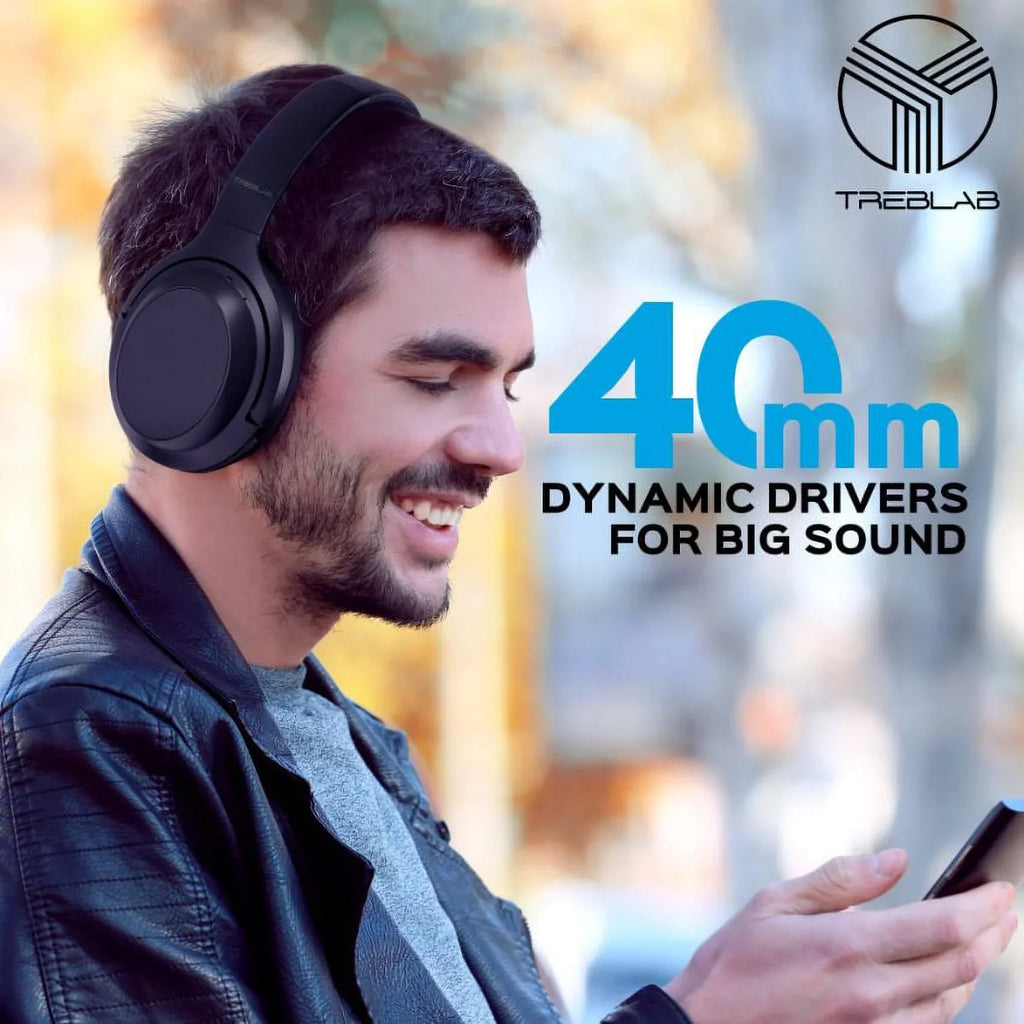 Sound, & with Ear Z7 (Grey) Mic PRO Touch Control w/aptX, Playtime Charging, Stereo USB-C Headphones TREBLAB Over Fast ANC - Bluetooth Canceling Wireless 45H - Active Hybryd Noise Headphones