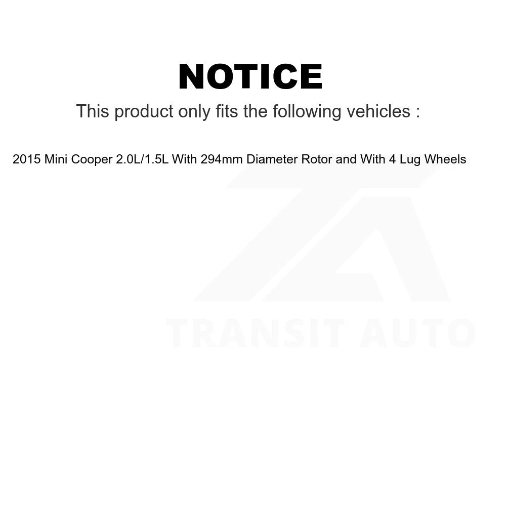 Semi-Metallic 294mm Pads K8A-106213 Cooper And 2015 Disc Rotors Front Rotor Brake Auto Kit Transit Ceramic Rear With 2.0L For - Diameter Mini 1.5L