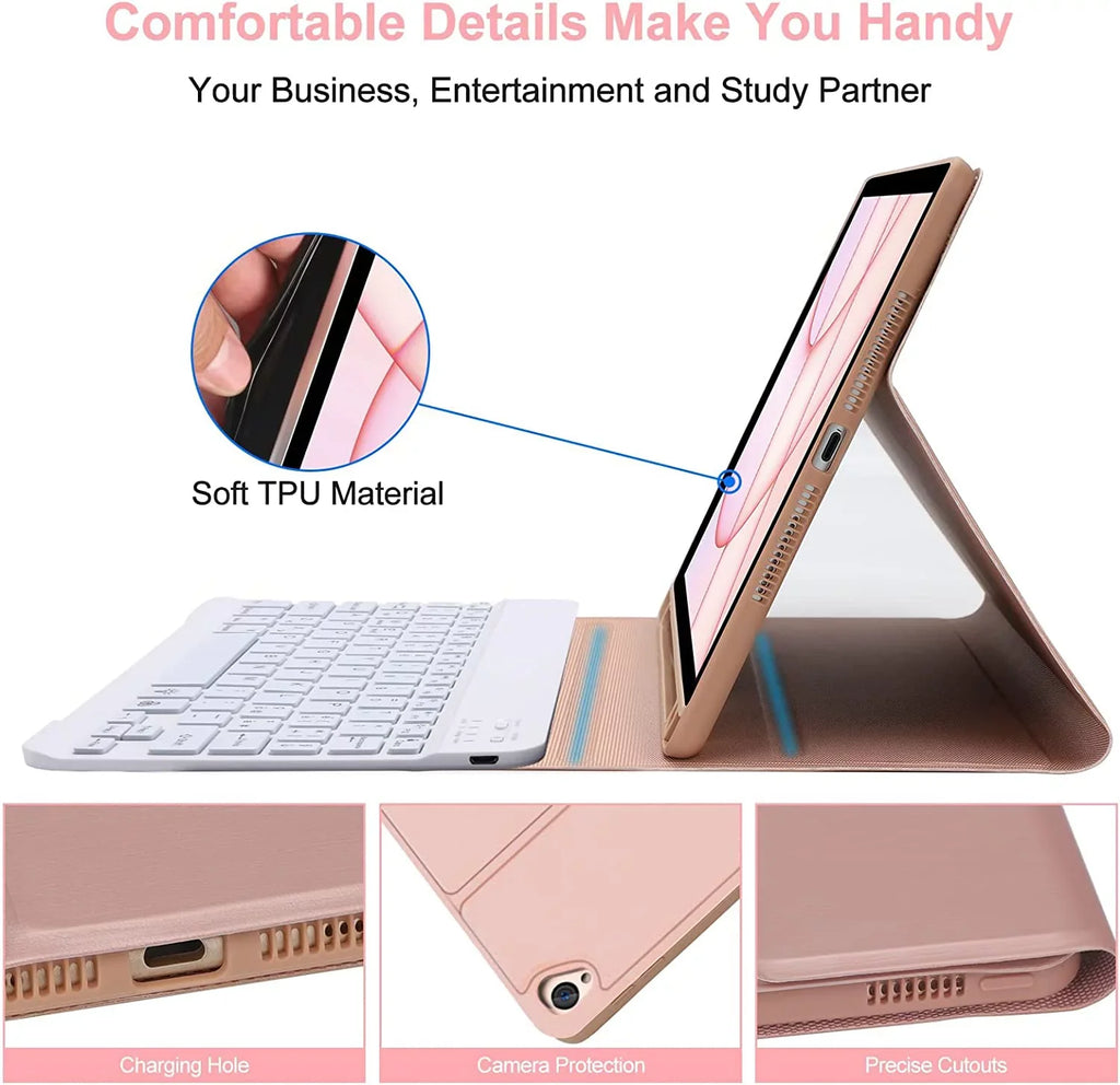 Pencil Pink Keyboard Air for iPad iPad Case Gen Holder Keyboard 5th Kvago 2022 Built-in Bluetooth