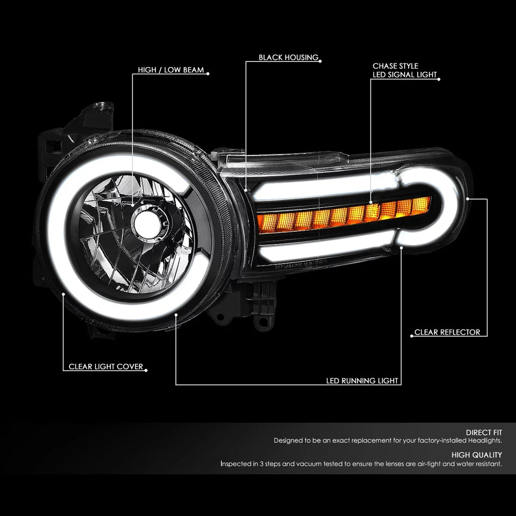 HL-LB-FJC07-BK-CL1 For 11 LED Cruiser 13 Motoring 12 Turn Front Pair Corner 2007 to DNA Bumper 09 Signal Lamps Headlight Toyota DRL+Sequential FJ 2014 10 Black/Clear 08