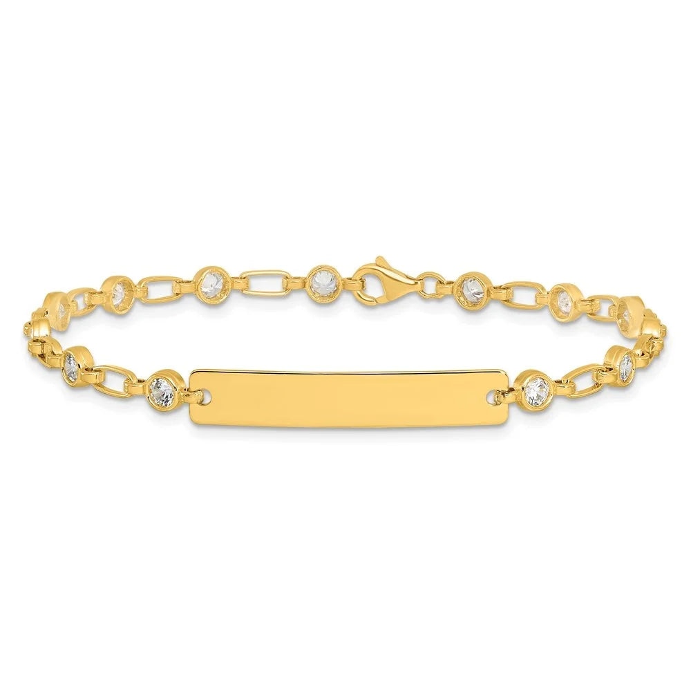 7.5 925 ID Auriga CZ Silver Bezel Gold-tone Women Sterling inch for Bracelet