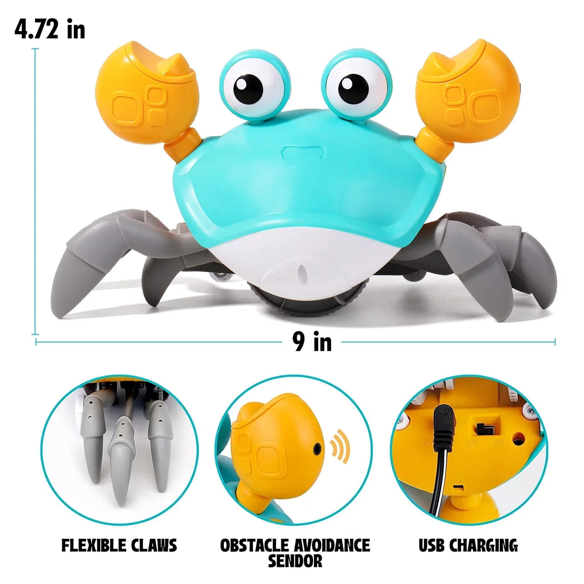 6-12 And Tummy Learning Music Gift Toddlers Favorite Time, And Cognitive Kids Beautiful Aura Development Entertaining For And Kids 0-6 Crawling Crawl With Light - Years Little Crab Months