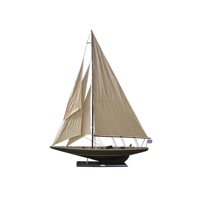 in. Wooden Endeavour Model Sailboat Decoration- Rustic 60