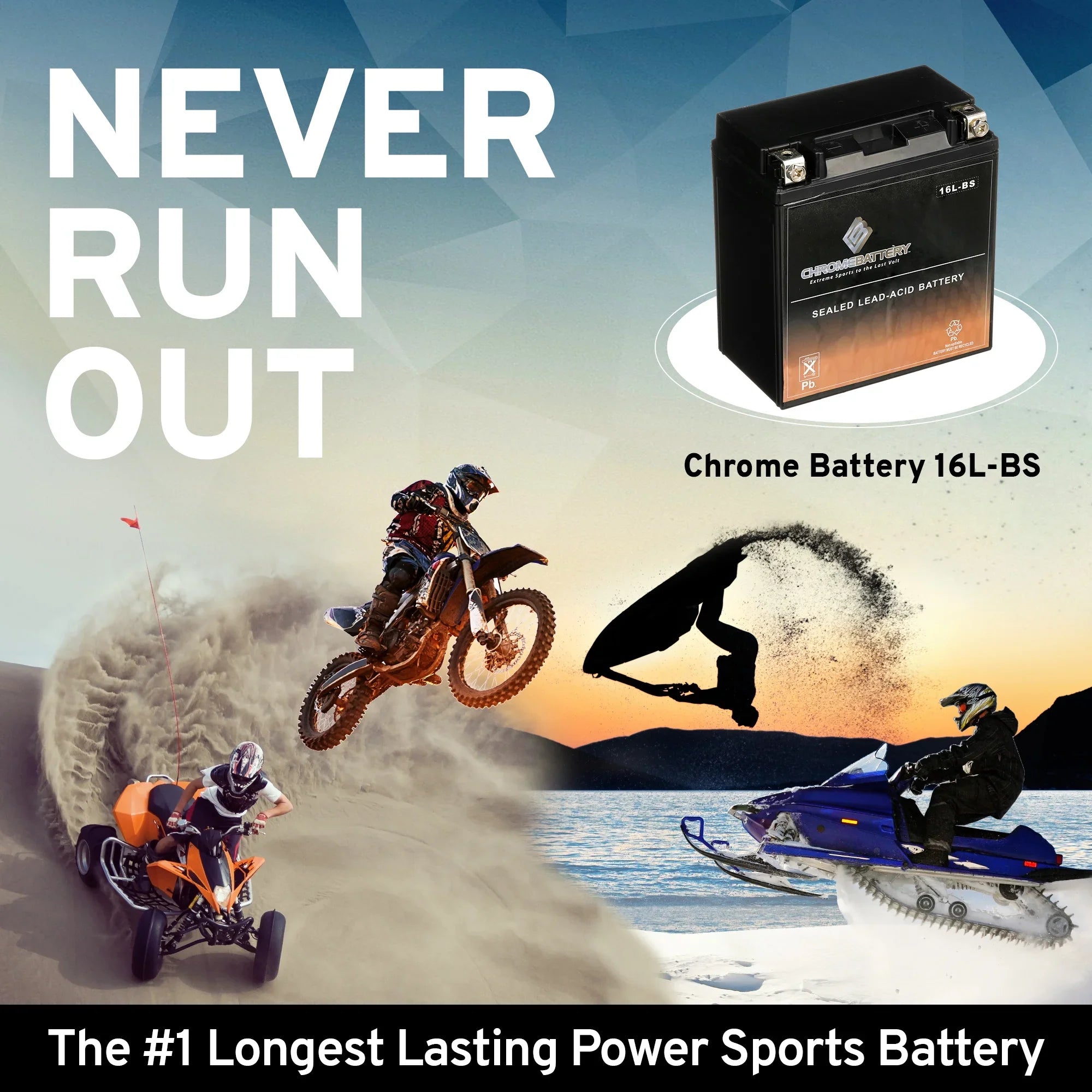 12 Battery (16L-BS Ah, Pwc Js400 (jet Battery Chrome Kawasaki Ski) (76) Year Volt,14 for CCA) 230 YTX16L-BS