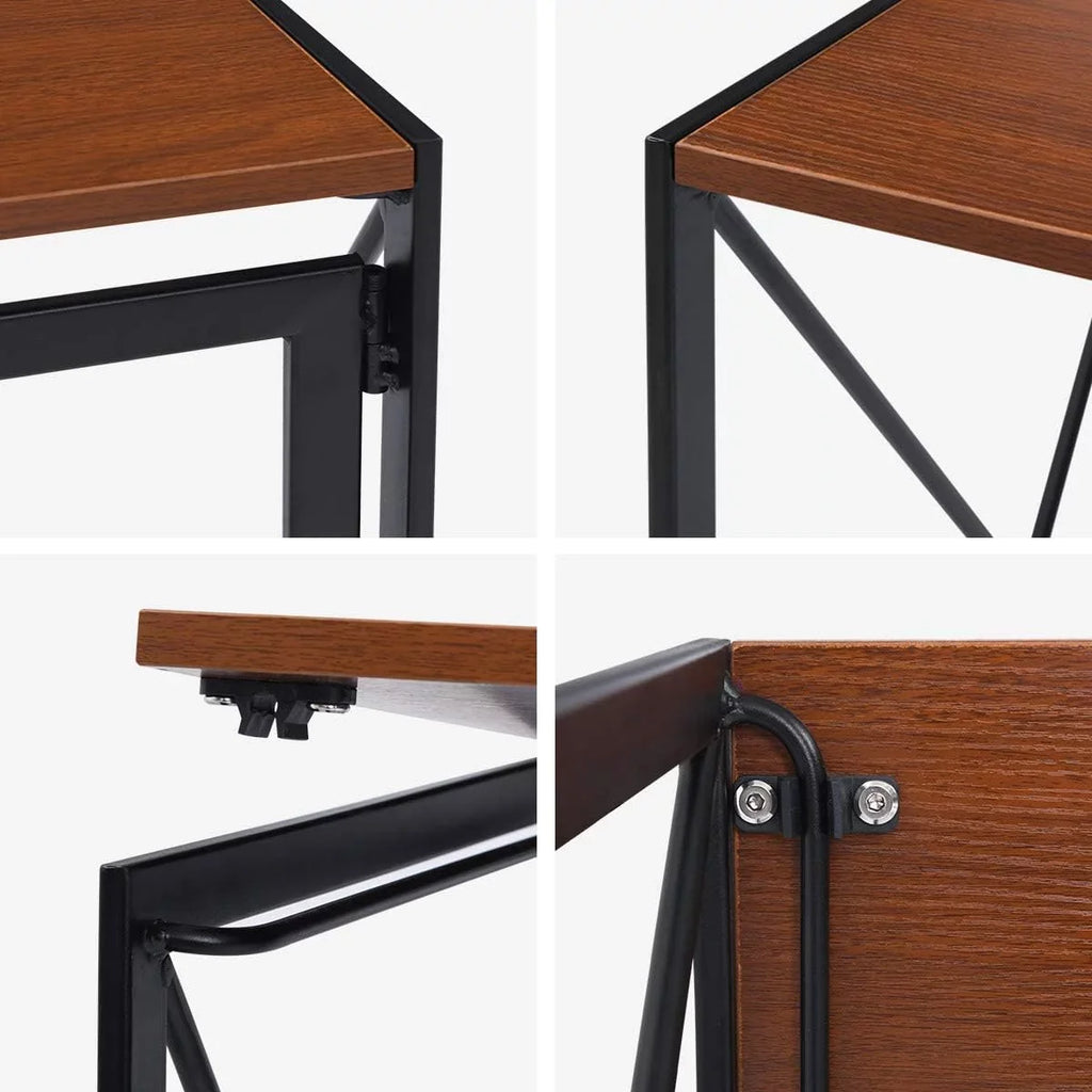For Laptop Table Study Desk Brown Frame… Computer Folding Desk Simple Writing Modern Office Black Industrial Home Notebook Walnut Desktop Desk