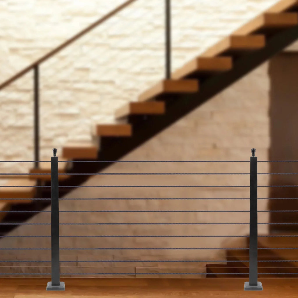 Stainless Two Square for 36''x2''x2'' Railing Sides Fence Concrete Post Level Pre-Drilled Cable Wood Railing Cable Steel Deck System Post Level