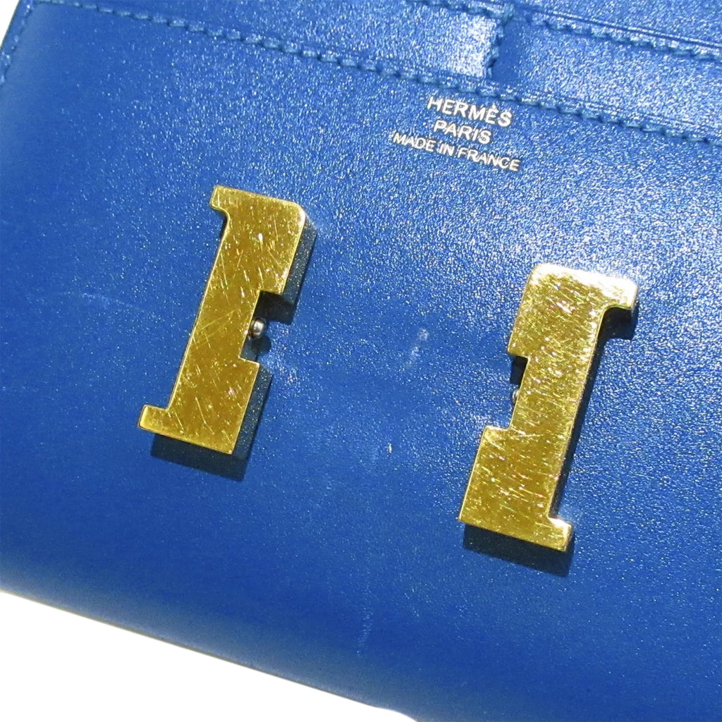 Wallets Constance Blue Small Compact (Good) Pre-Owned Authenticated Hermès Leather Calf Unisex Wallet