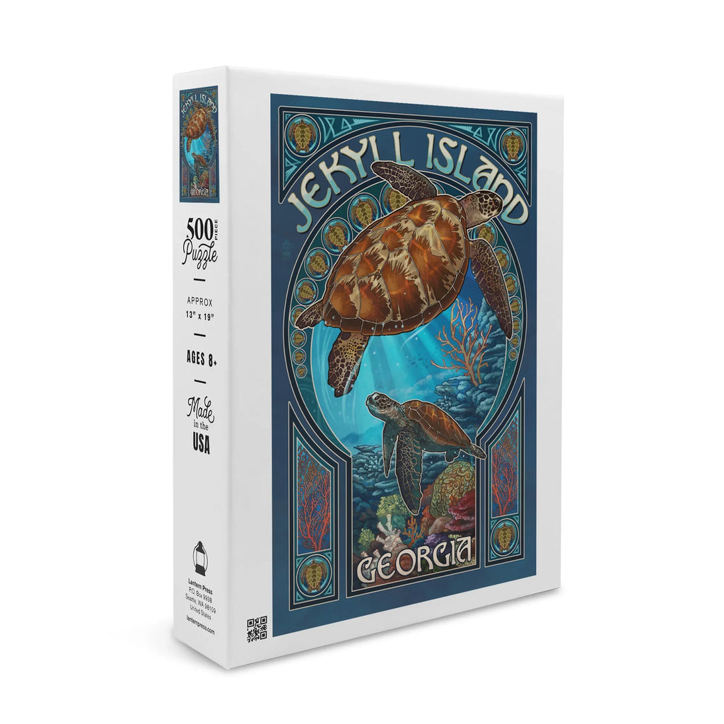 Puzzle (19x27 Jekyll and Family, Premium Jigsaw Made 500 for Turtle Nouveau Sea inches, USA) Adults Georgia, Island, in Art Piece