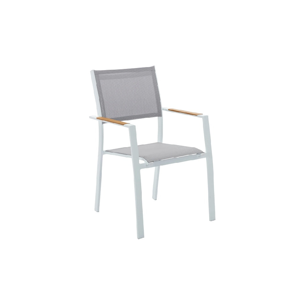Modern Lightweight Dining Chair with Steel Frame and Textilene Fabric