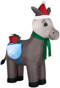 w/ Gift Saddle Inflatable Yard Airblown Christmas Bag Donkey Decoration Gemmy 5'