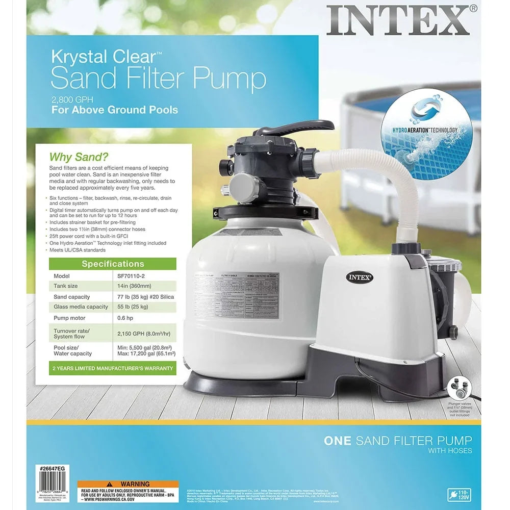 w/ Valves 2800 Automatic Replacement Skimmer Filter & Pump Intex GPH Sand Timer