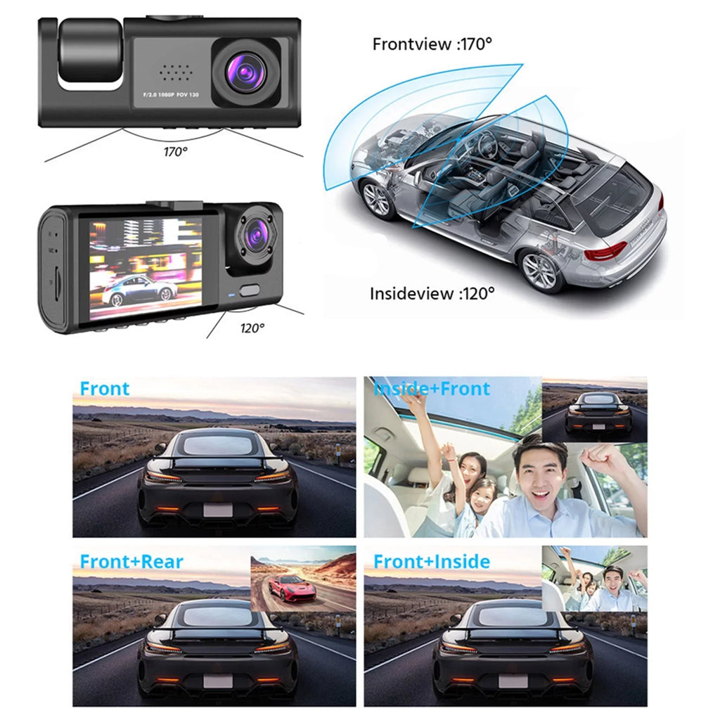 Rearview Dash Dash Cam Car Safety,3-in-1 for Mirror Moobody Safety Versatile Car Cam,1080P+720P+480p, Car
