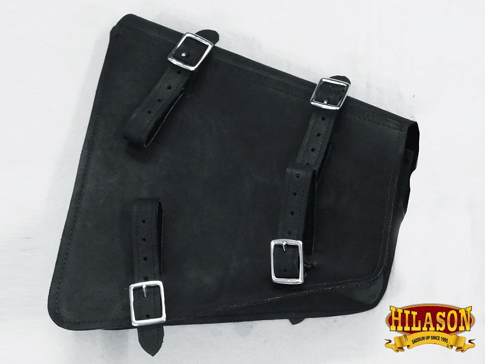 Motorcycle Side Saddle Western Left 52HS Bike Rigid Leather Bag Solo Flap