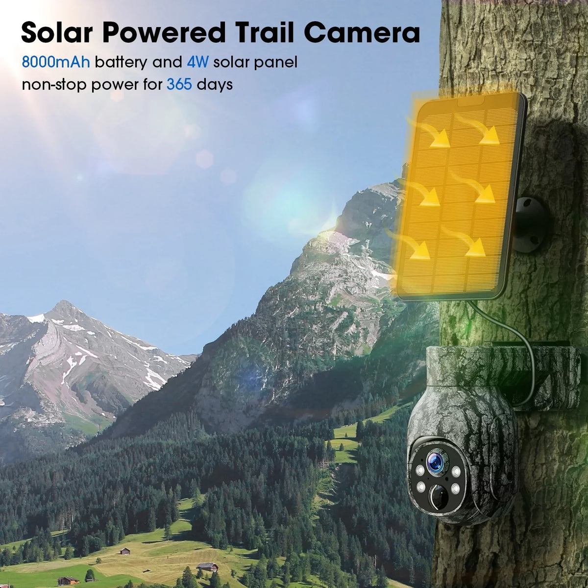 Cam Game Hunting Wireless 90°Tilt, Trail LTE, Card SIM Night Camera WiFi Cellular with Motion, PIR 4G CAMPARK Security Solar No Cloud Live Vision, 2K 360°Pan View, Camera Storage, Waterproof, with &SD