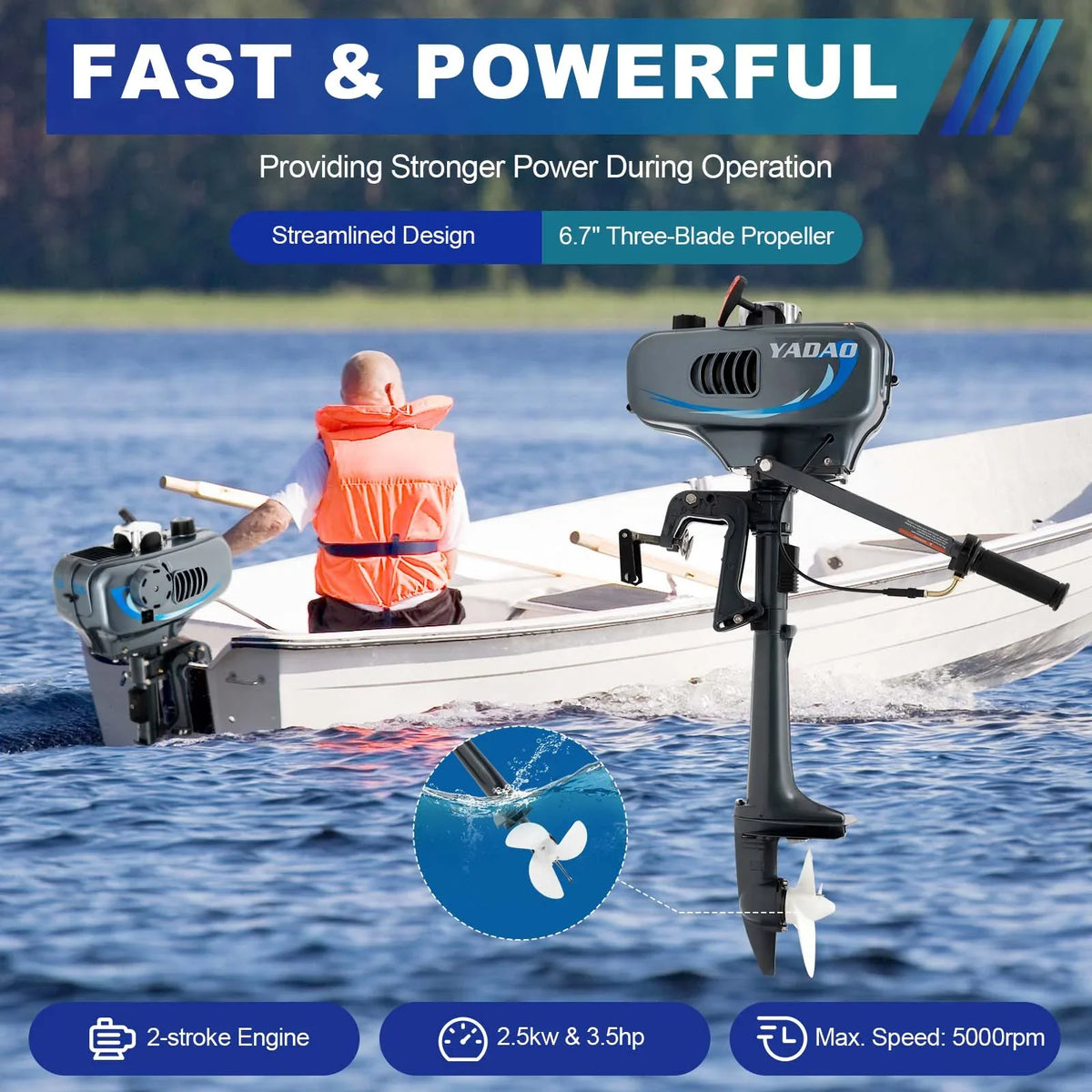 2 W/CDI Boat Stroke 3.5HP WUZSTAR Outboard Cooling System Fishing Engine Motor liquid