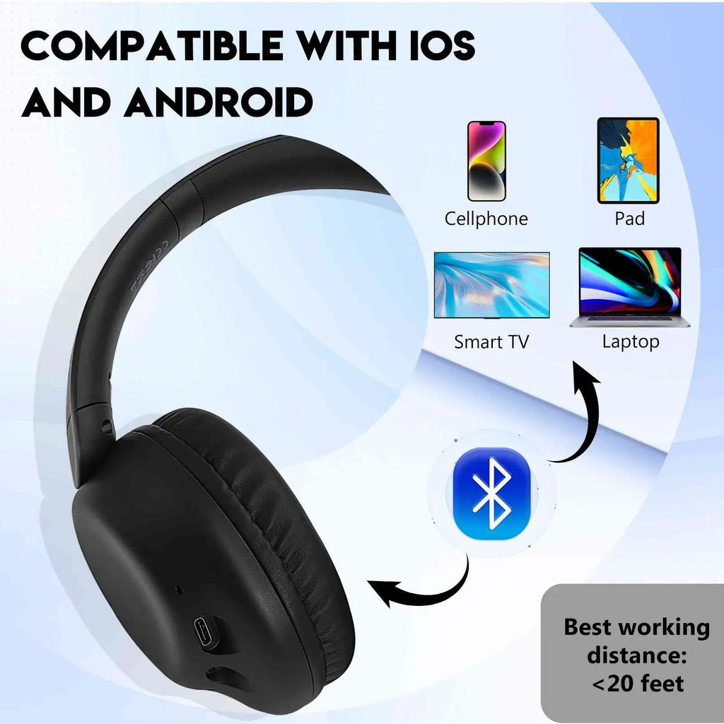200H Bluetooth for A32 HD Wireless Workout Standby, SE/Poco Poco C65/Redmi Over-Ear Pro Note Xiaomi - with -Black 5G/Redmi Mic Sound Pad 12R - 5G, Headphones Playtime, 20H M6 & UrbanX Travel 12