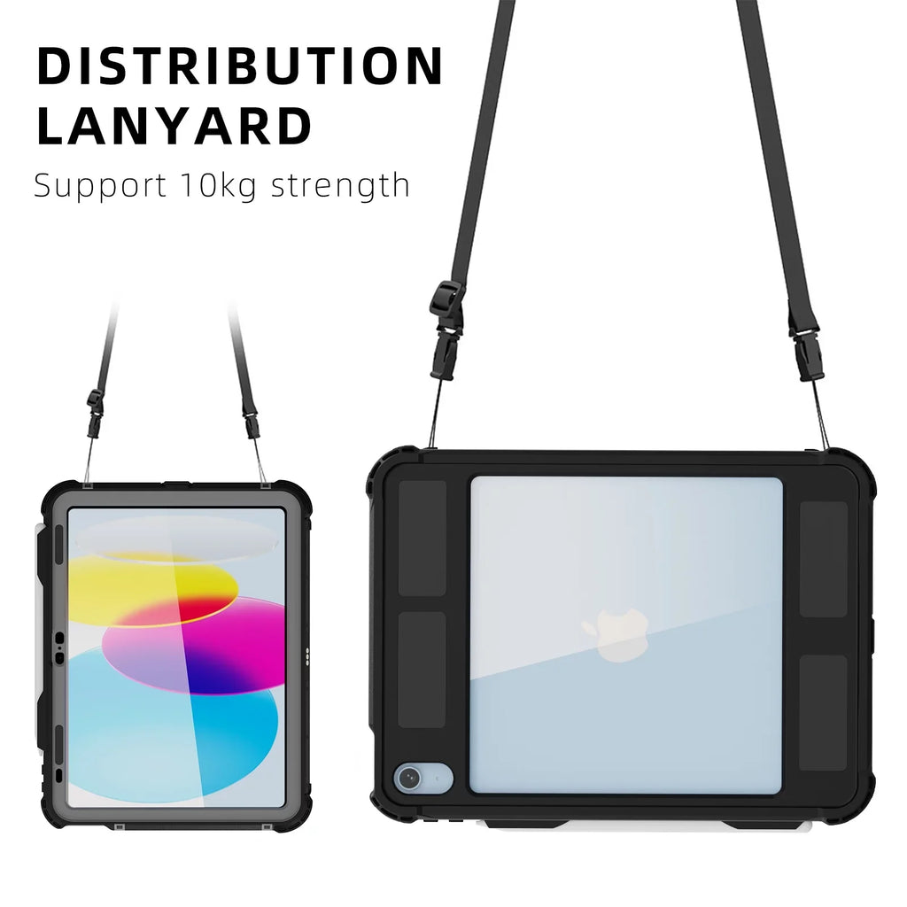Dustproof Genetation 10th for Underwater Kickstand Pencil IP68 with Case Strap iPad Swivel Rugged Protective (2022) 10.9" Waterproof Shockproof Holder Bracket K-Lion Case Protector Screen Carrying