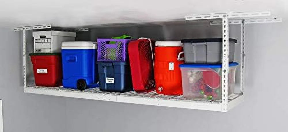 (white, - rack steel overhead storage rack 18"-33") pound garage 400 adjustable 2x8 height - overhead storage weight capacity