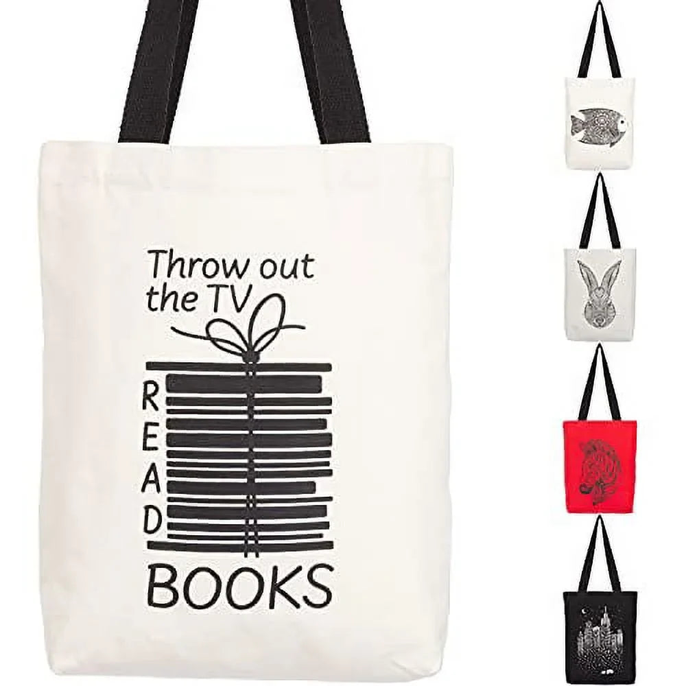 Reusable Office, Fun Men, Canvas Inner Picnic Cotton Print Cute Black Bags 12 - Bag Women For School, Pocket, Handles oz Tote & Durable For Miller Canvas Multi-functional An Design Books With Max 100%