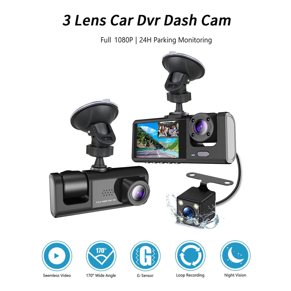 Rearview Dash Dash Cam Car Safety,3-in-1 for Mirror Moobody Safety Versatile Car Cam,1080P+720P+480p, Car