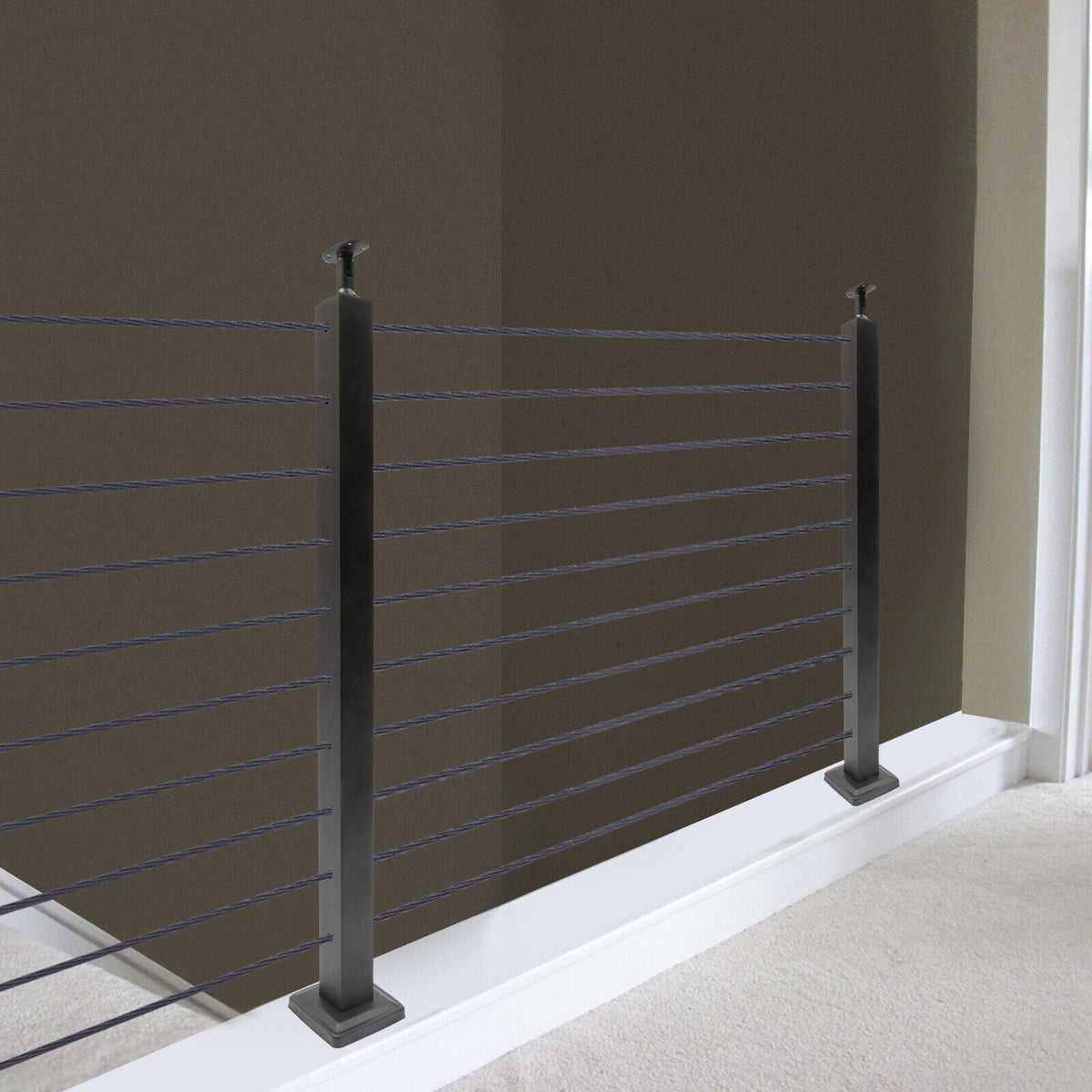 Stainless Two Square for 36''x2''x2'' Railing Sides Fence Concrete Post Level Pre-Drilled Cable Wood Railing Cable Steel Deck System Post Level