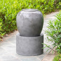 & Cement Home For Design Antique exterior Patio Heavy Lawn, Gray, Cute Urn 19.5x19.5x32.5" Unique Deck liquid Garden, feature Fountain