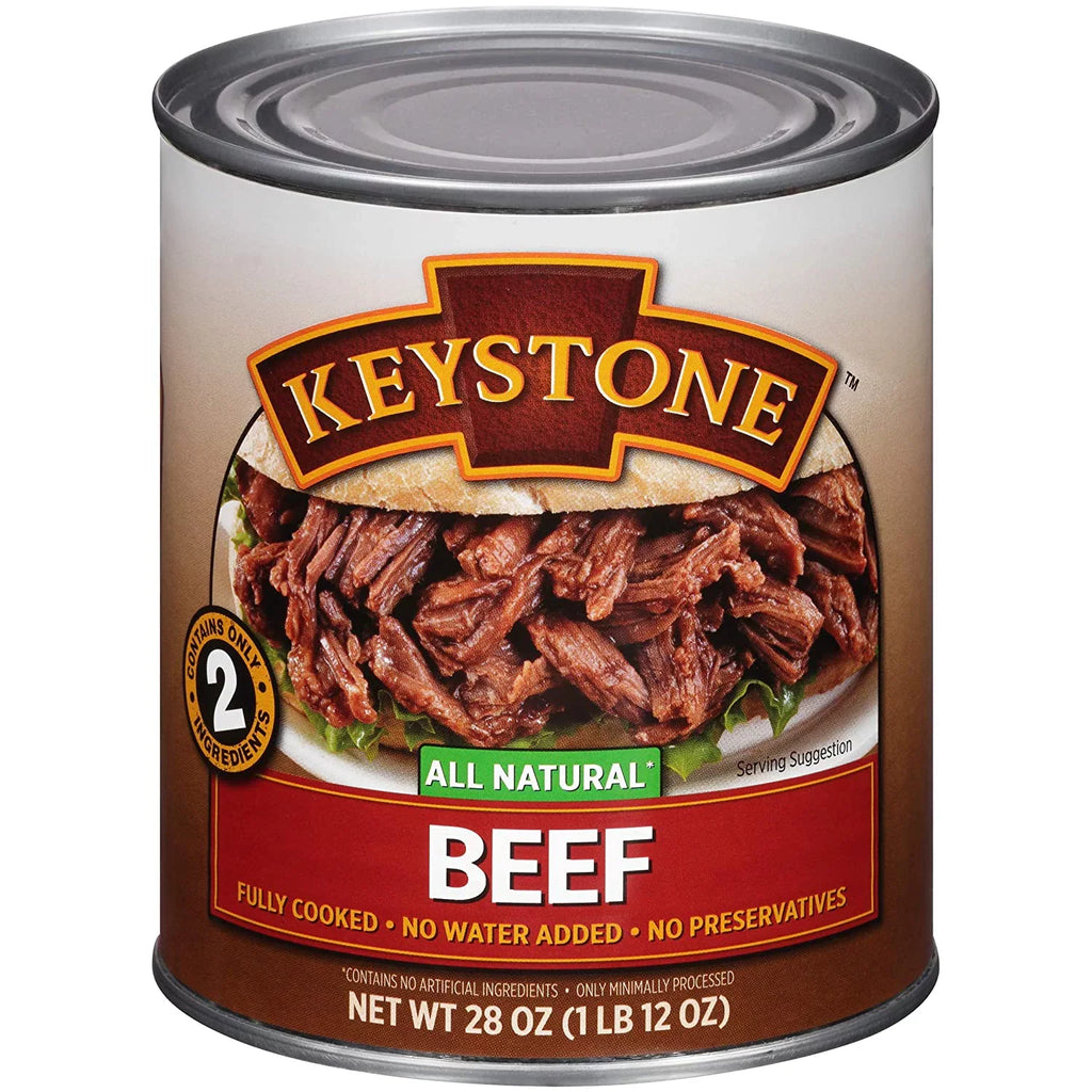 Meats Keystone Beef Ounce ✅ Cans All Emergency 28 Pack) Life Canned Food Camping Shelf ✅ (12 Long Natural
