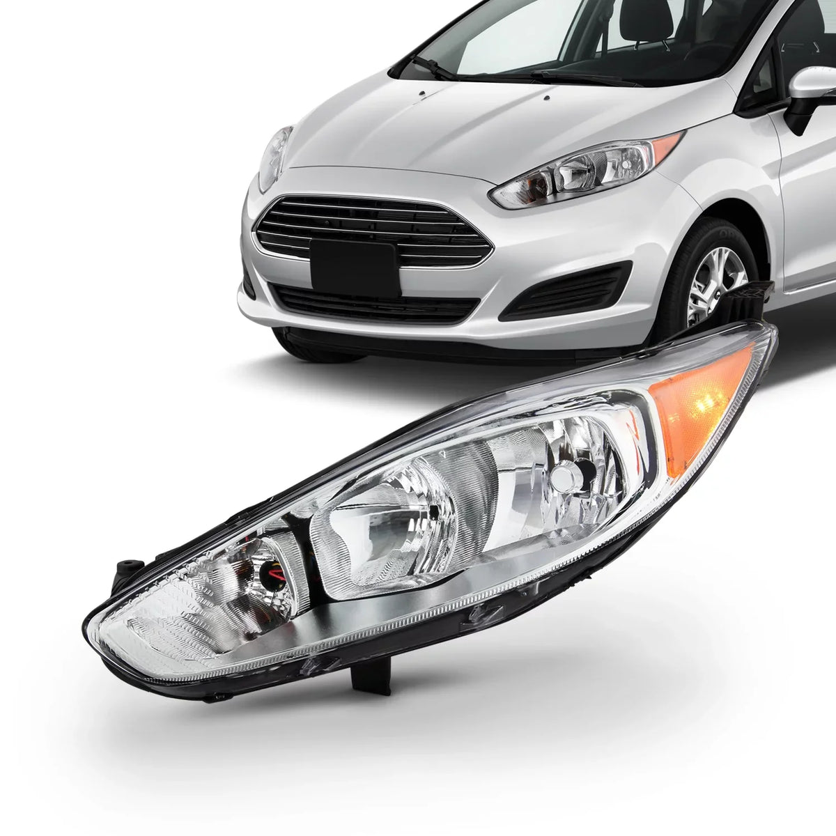 Type] Chrome Sedan [Halogen - 2014 Fiesta 2015 Headlamp 2017 2016 Titanium Left Driver Hatchback Headlight AKKON Fits