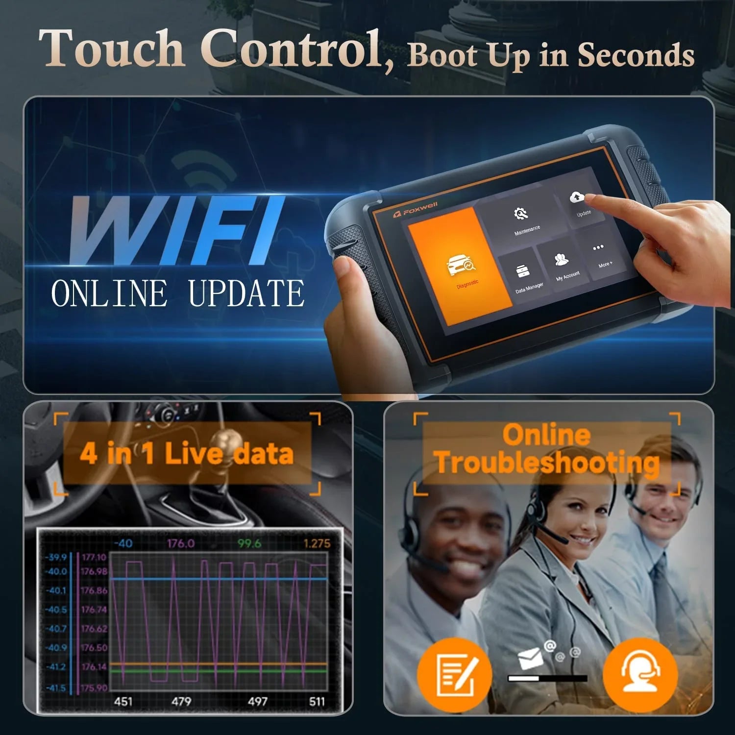 Foxwell 30+ OBD2 Scan Reset Code Scanner NT809 System Bi-Directional Test Automotive Tool Reader Active All