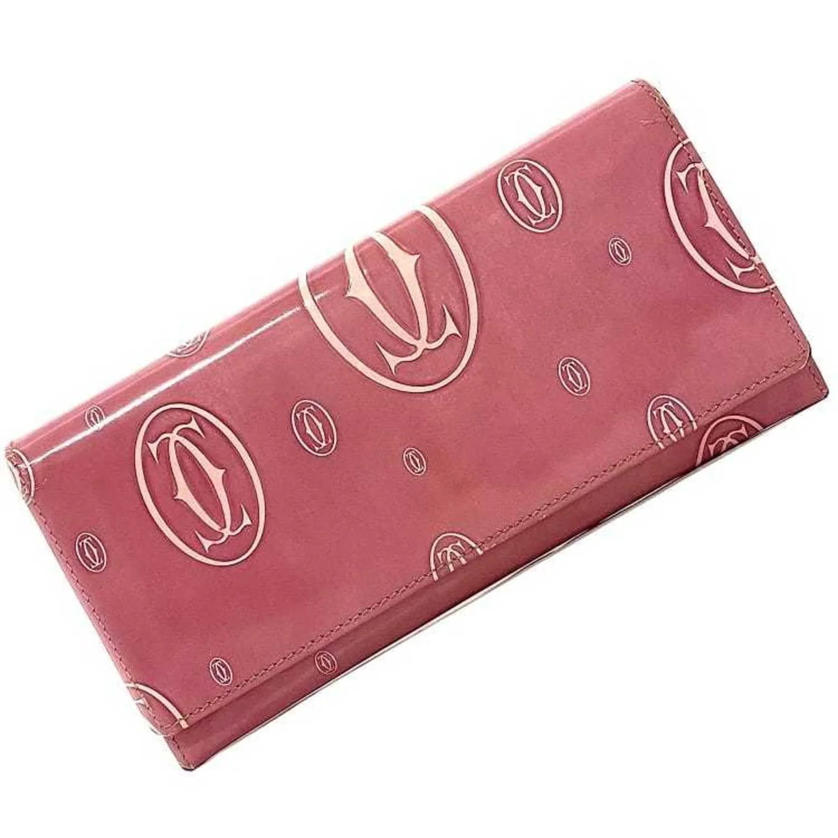 2C Birthday Pre-Owned Wallet Bifold Happy Ladies L3000951 Long Cartier (Fair) Pink Motif Leather