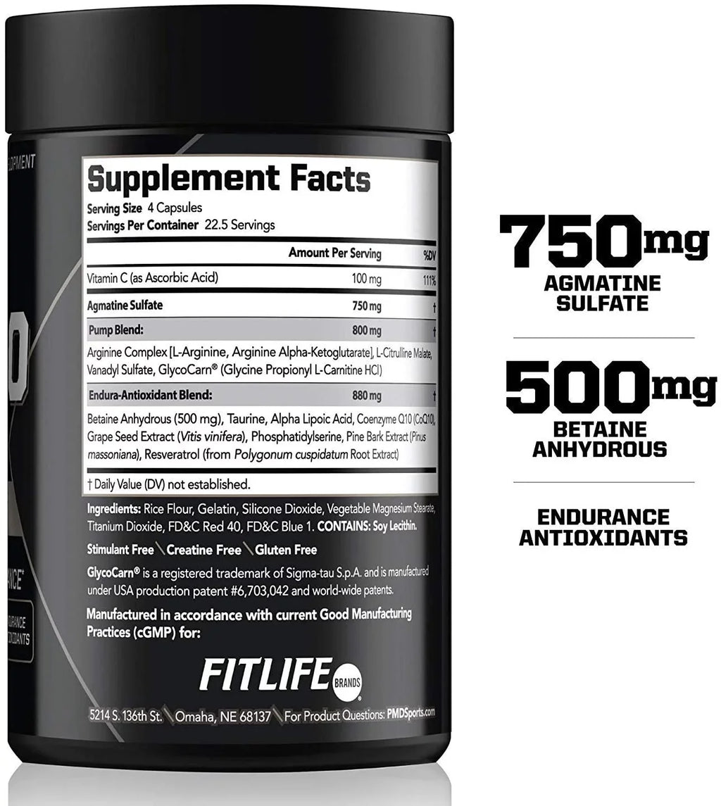Supplement Arginine Exercise, Hardcore Boost with - Agmatine Sports Growth Training, Nitro for (90 and Endurance Capsules) - - Pre-Workout - cm Workout Nitric Pre with L Muscle PMD Oxide Bodybuilding