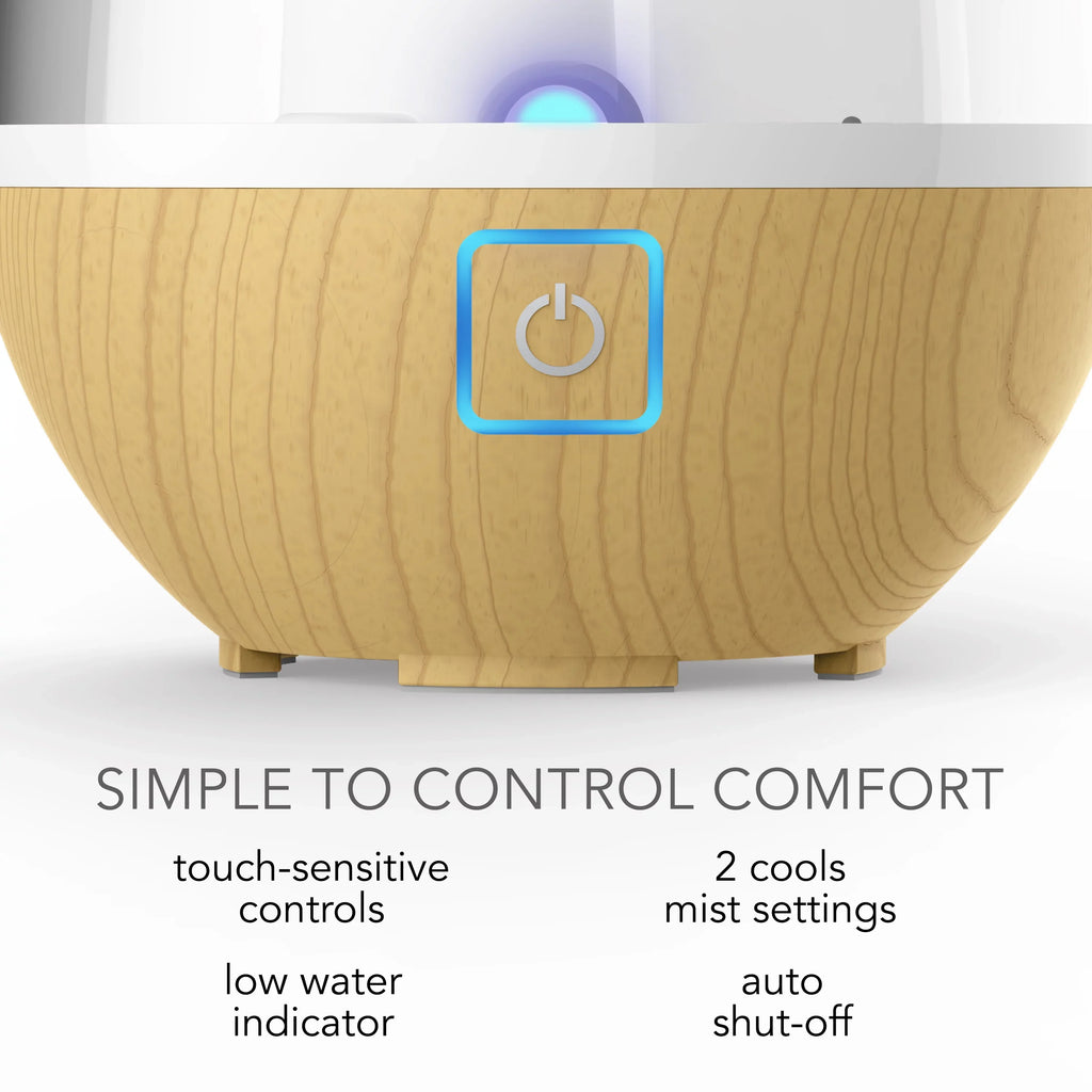(New) Mist 0.4 Humidifier, Sharper Gallon Light Ultrasonic Image Ash Woodgrain Cool