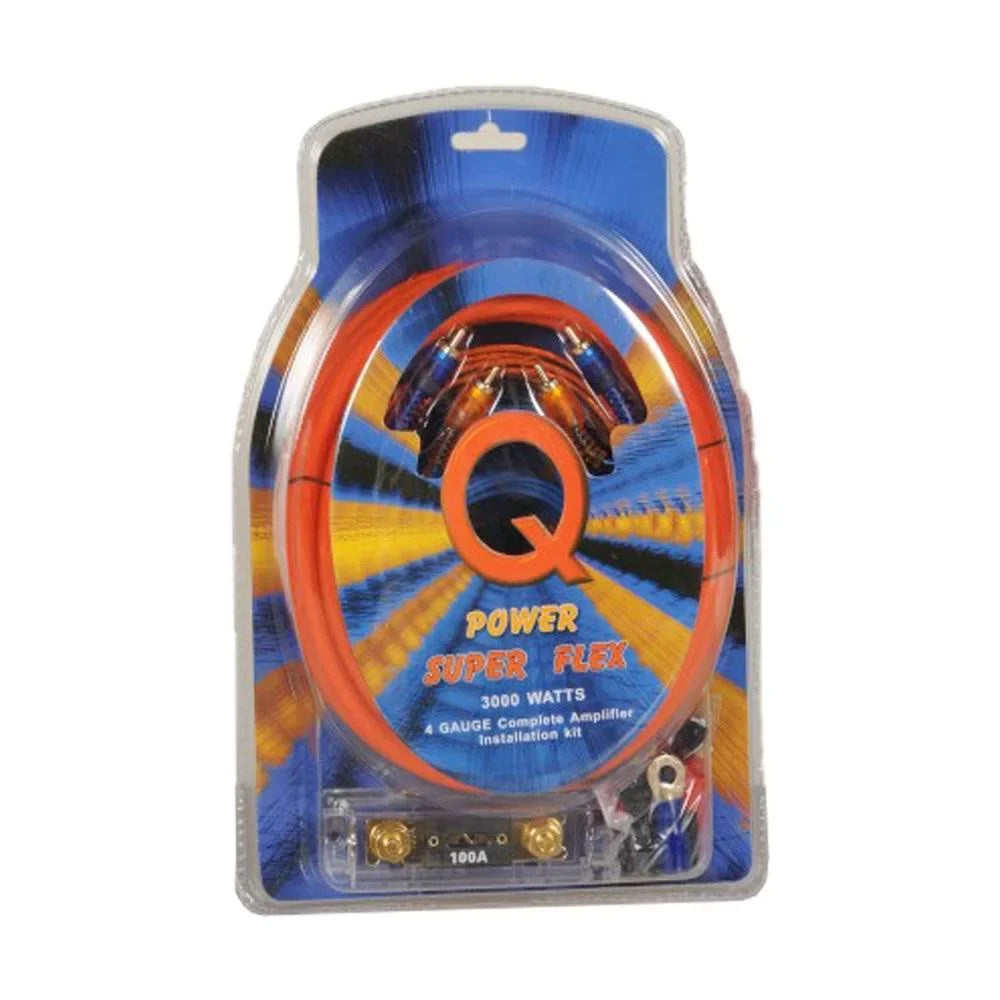 Wiring 4-Gauge Flex 2 QPower Kit, Audio 3000-watt Pack Amplifier Super Car