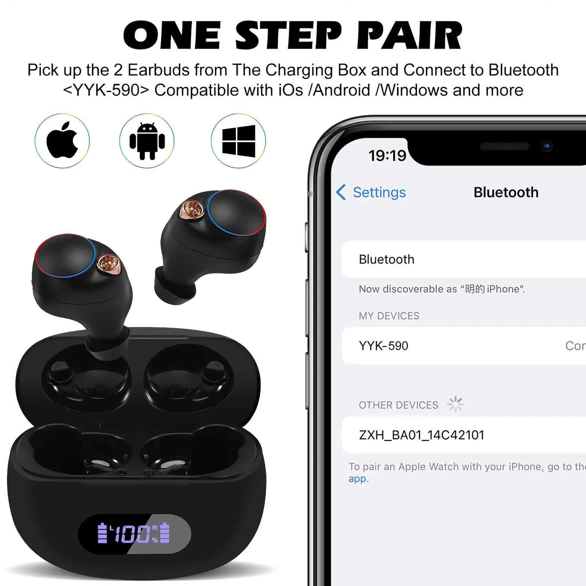 '+ Boost Connection, Dual Earbuds UrbanX Bluetooth Bass Lenovo IPX5 K12 Resistance, liquid 5.2 Case, Wireless True Bluetooth Black, Balanced, Compatible Charging Pro Connect, with