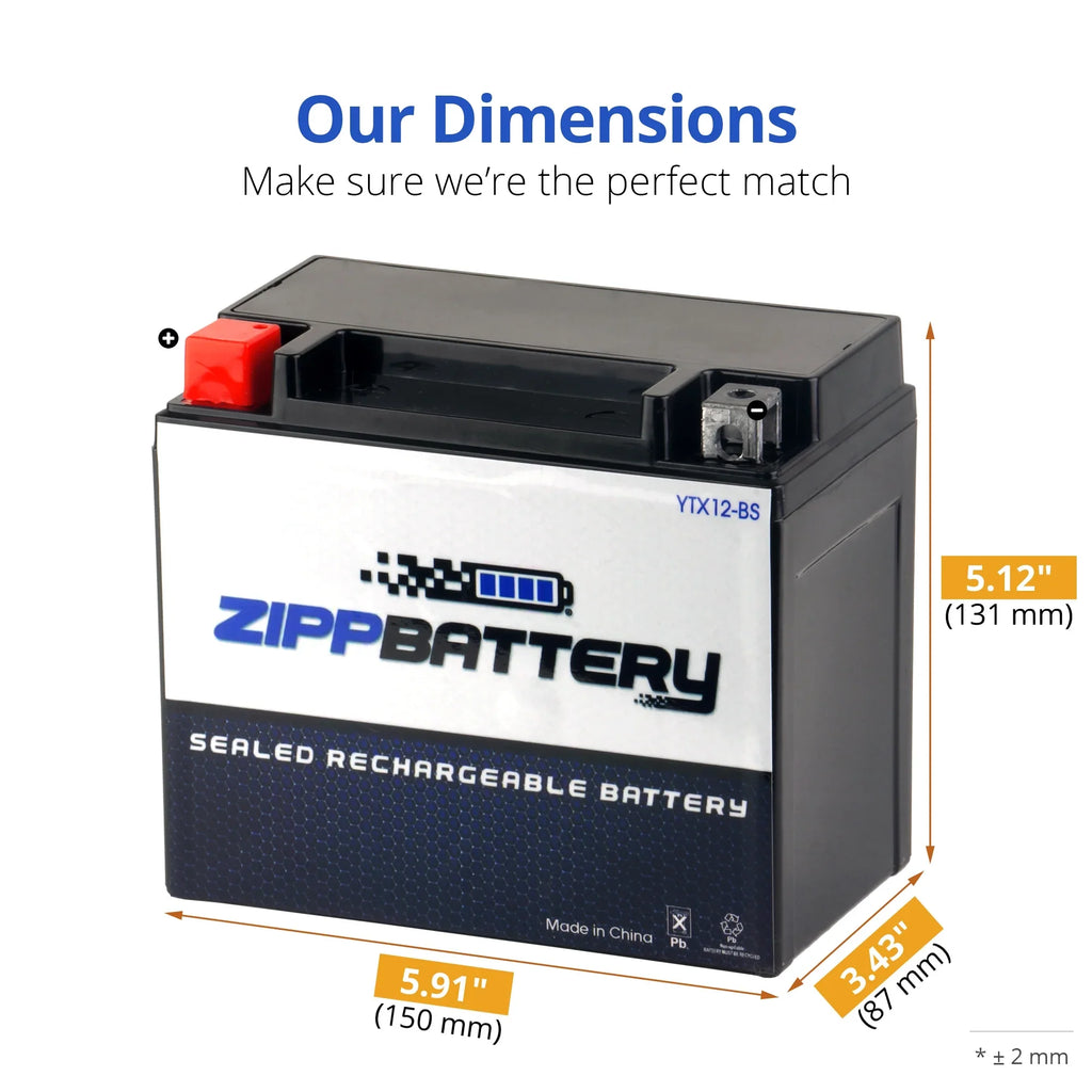 Battery Volt,10 2004 YTX12-BS 12 1000cc Zipp Motorcycle Ah, for Suzuki Gsx-r1000 CCA) (12-BS Battery 180