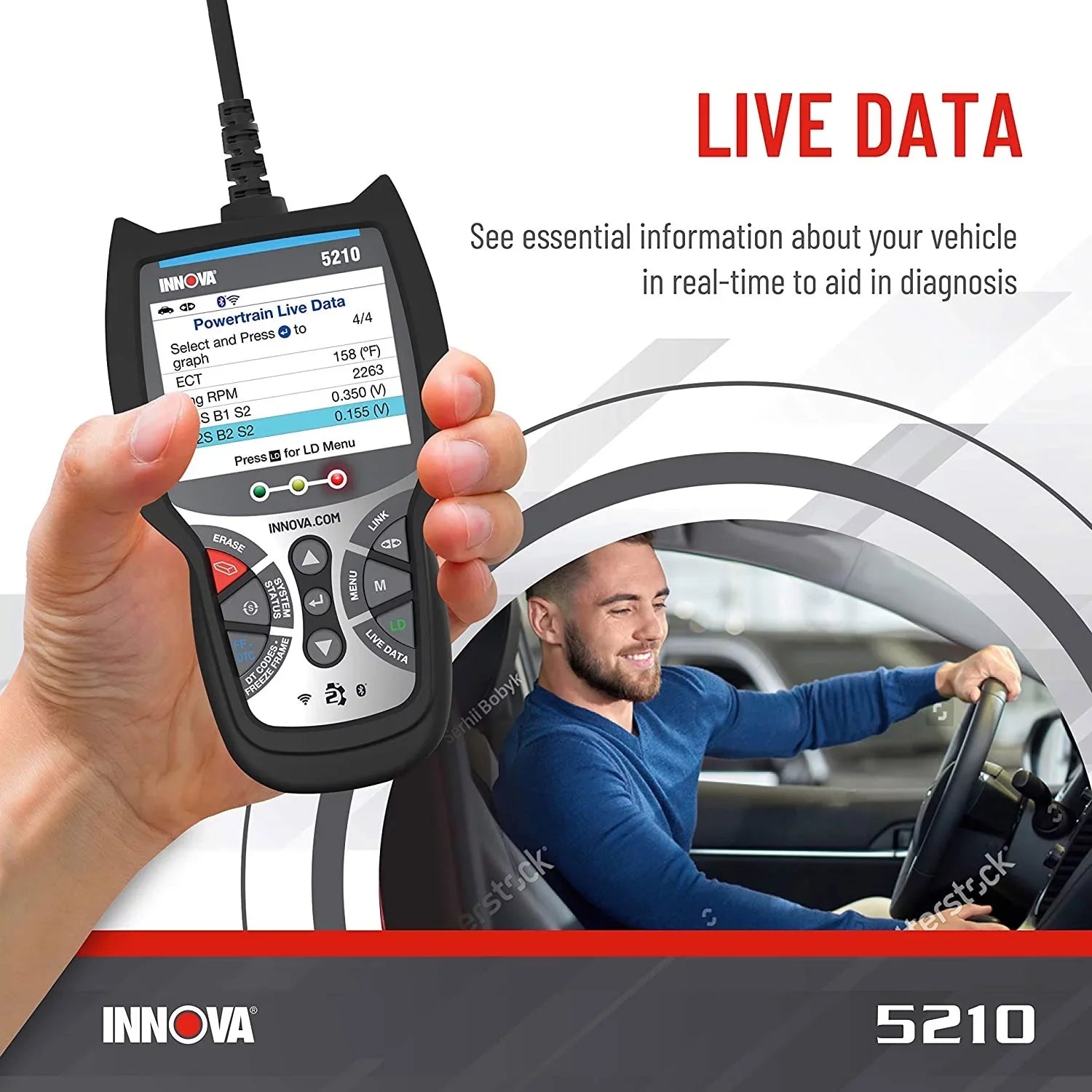 CarScan Reader Tool Diagnostic Automotive 5210 INNOVA Bluetooth Code Advisor