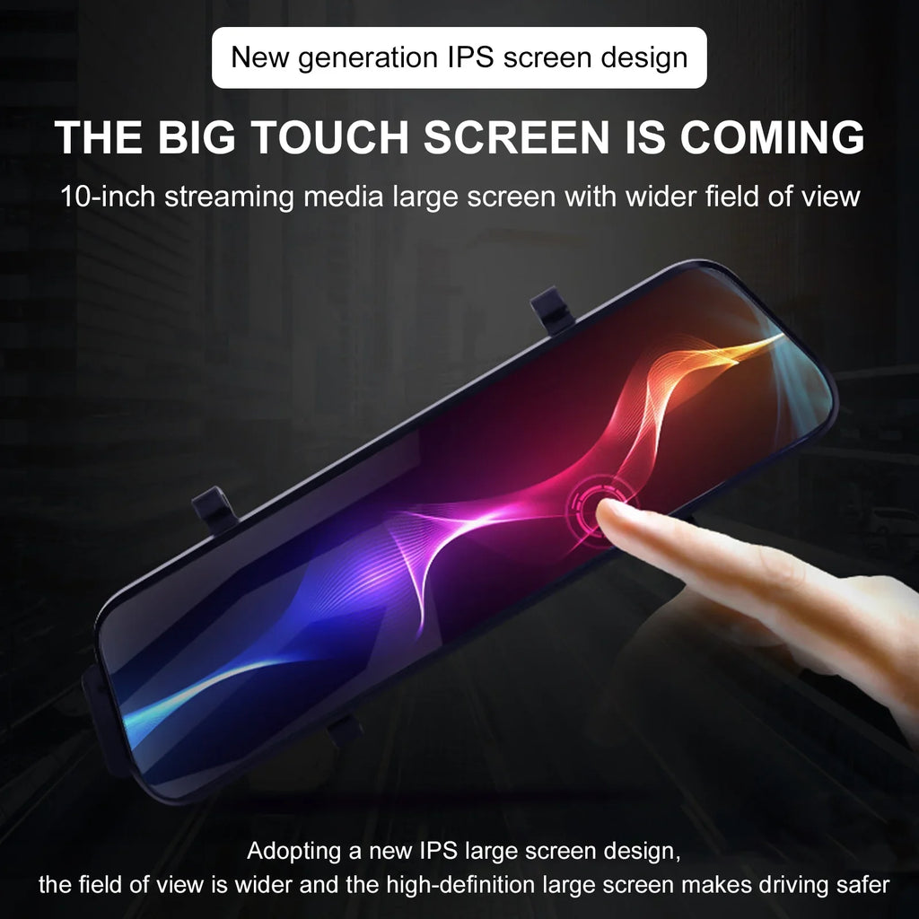 Parking Rear, 24H for 10Inch Vision, Card, Screen Mode Angle, Front 1080P Full HD Free Cars, 170°Wide Dash IPS Dash Cam 32GB WDR, Camera Night