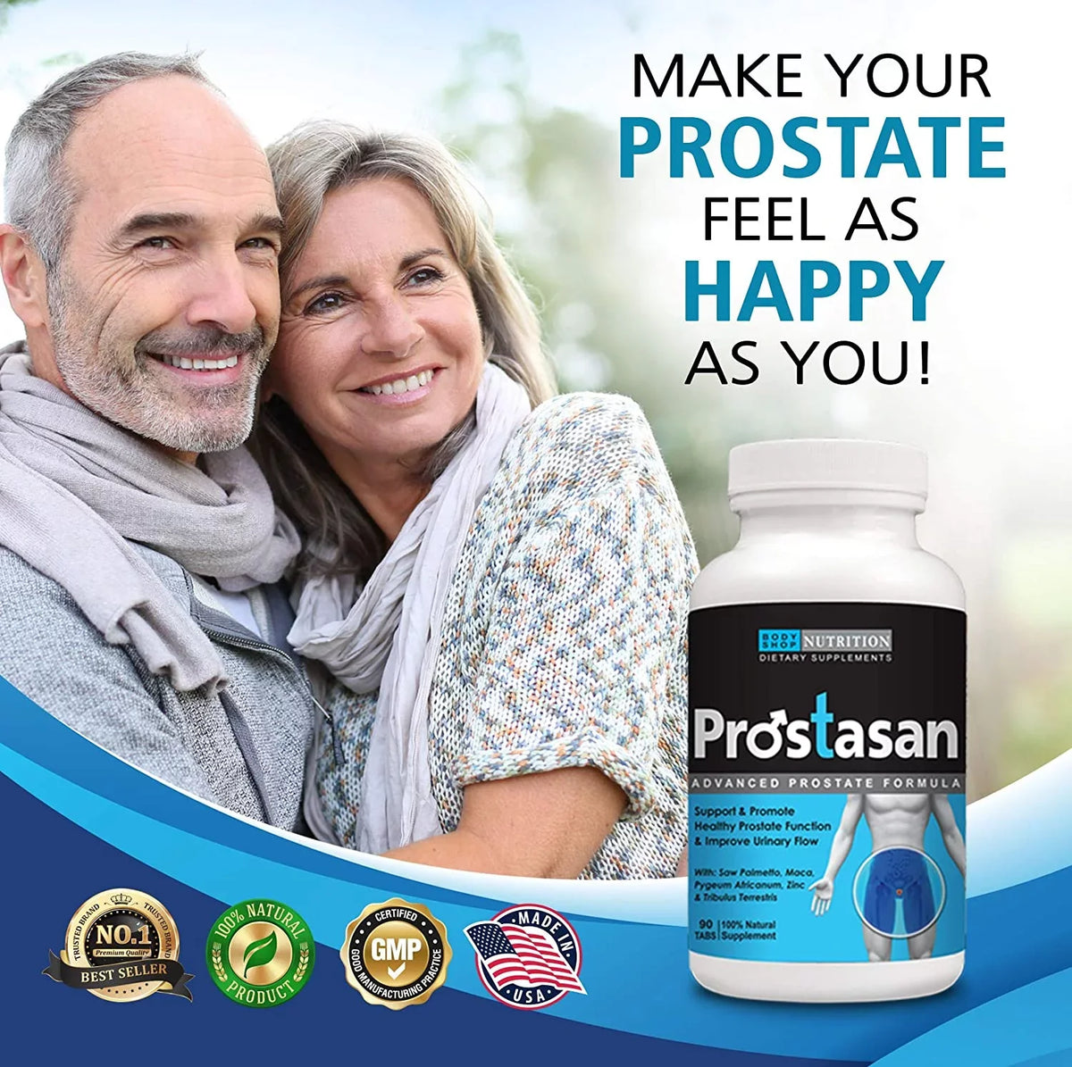 100% Urinary Prostate Healthy Health Prostate Natural Made for Prostasan - Inflammation Men's Promote USA - - Formula Dietary Flow, Function in Supplement 90 Prostate Boost Relief, Caps-