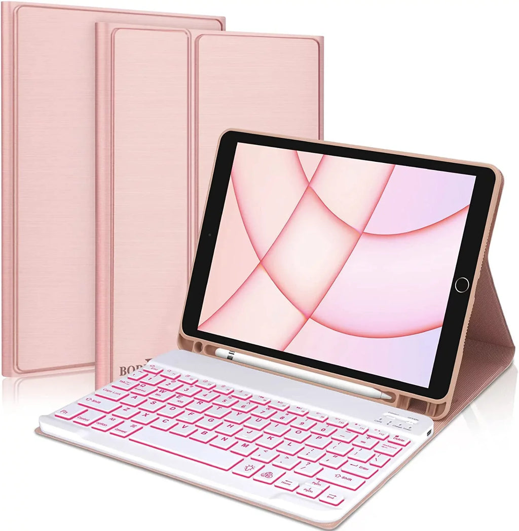 Pencil Pink Keyboard Air for iPad iPad Case Gen Holder Keyboard 5th Kvago 2022 Built-in Bluetooth