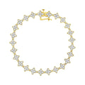 I1-I2 Diamond Gold Round-Cut Bracelet (J-K - 2.0 10K 4 Clover Link Color, cttw Clarity) 7.25" Yellow Leaf