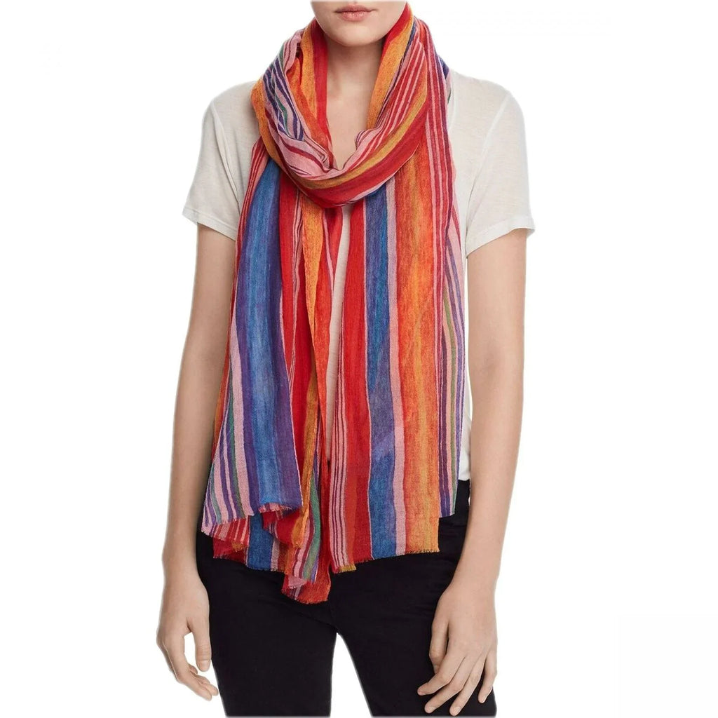 Scarf Fringe Rectangle Womens Wool Echo Striped