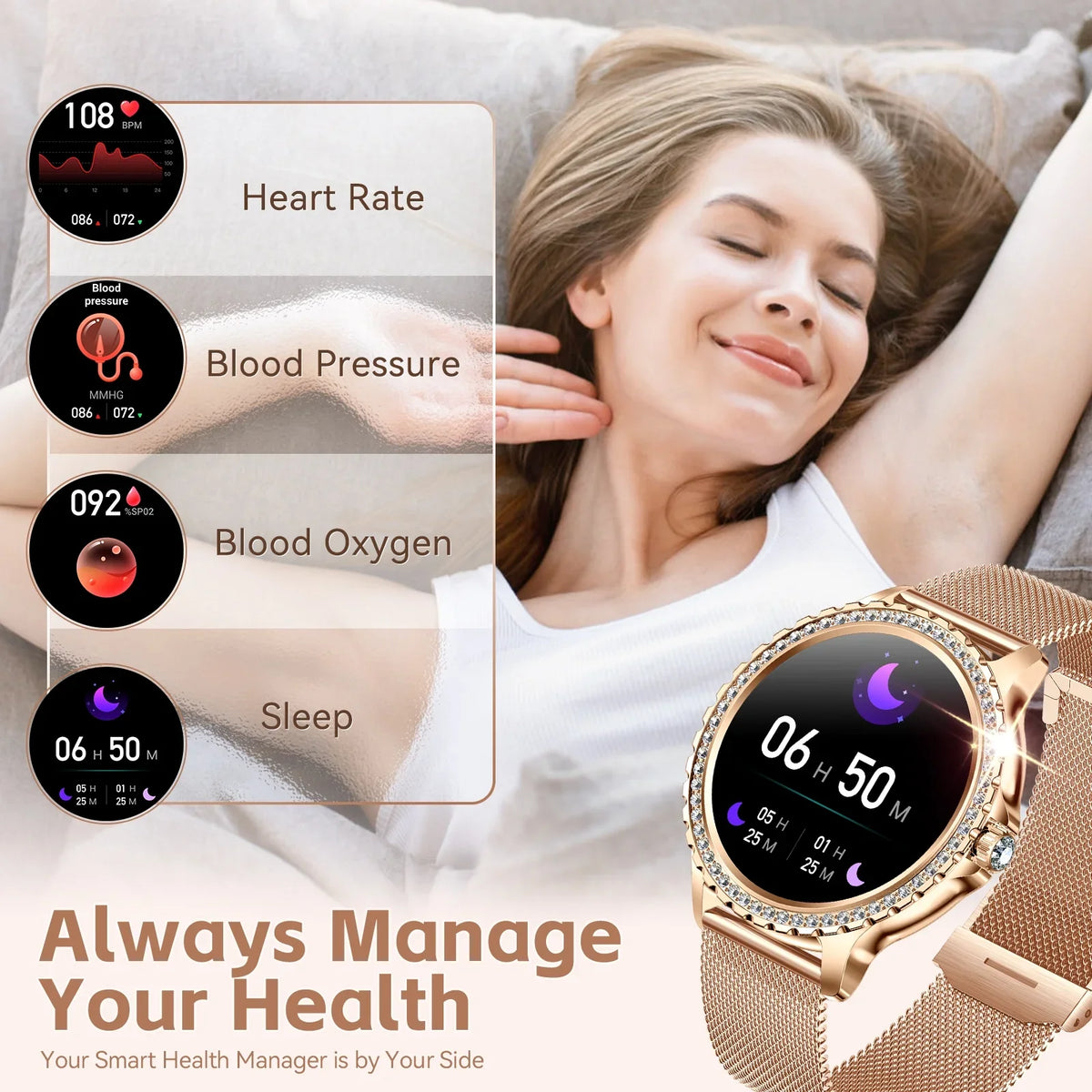 Women with Smart Diamonds Bluetooth call Watches