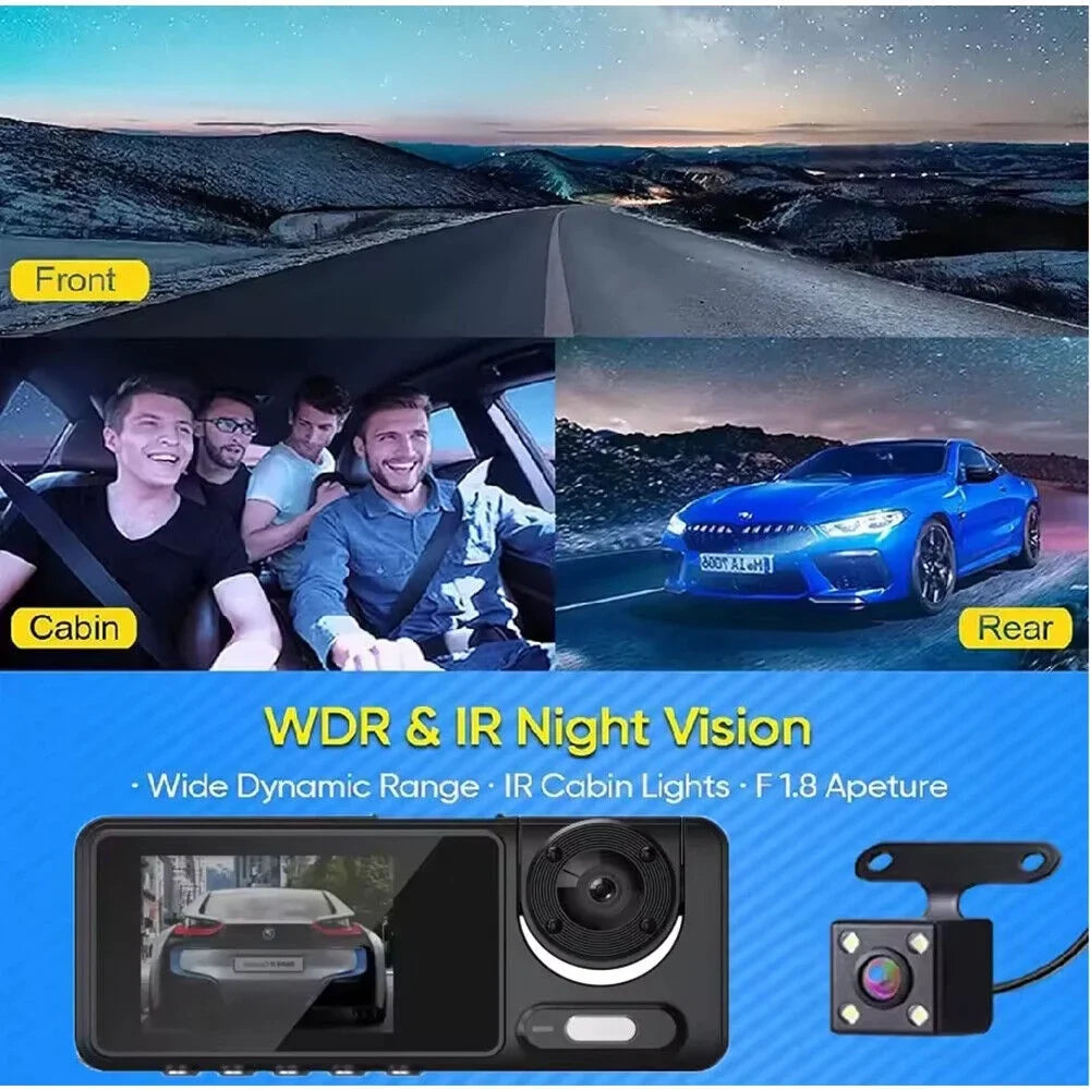 Video Dash HD Camera Recorder G-sensor Car Lens Front/Rear/Inside 1080P Cam G·PEH Dual