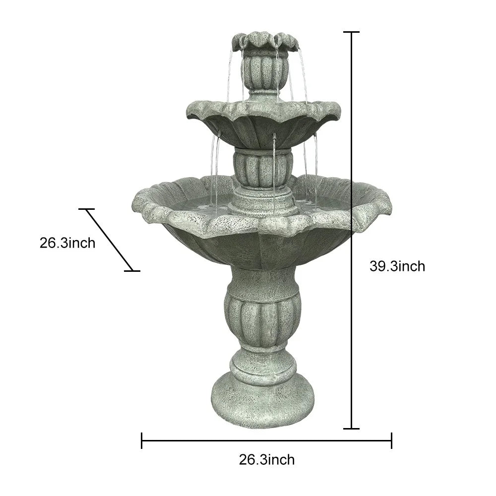 39In Concrete liquid exterior Mediterranean 3Tier Fountain Construction