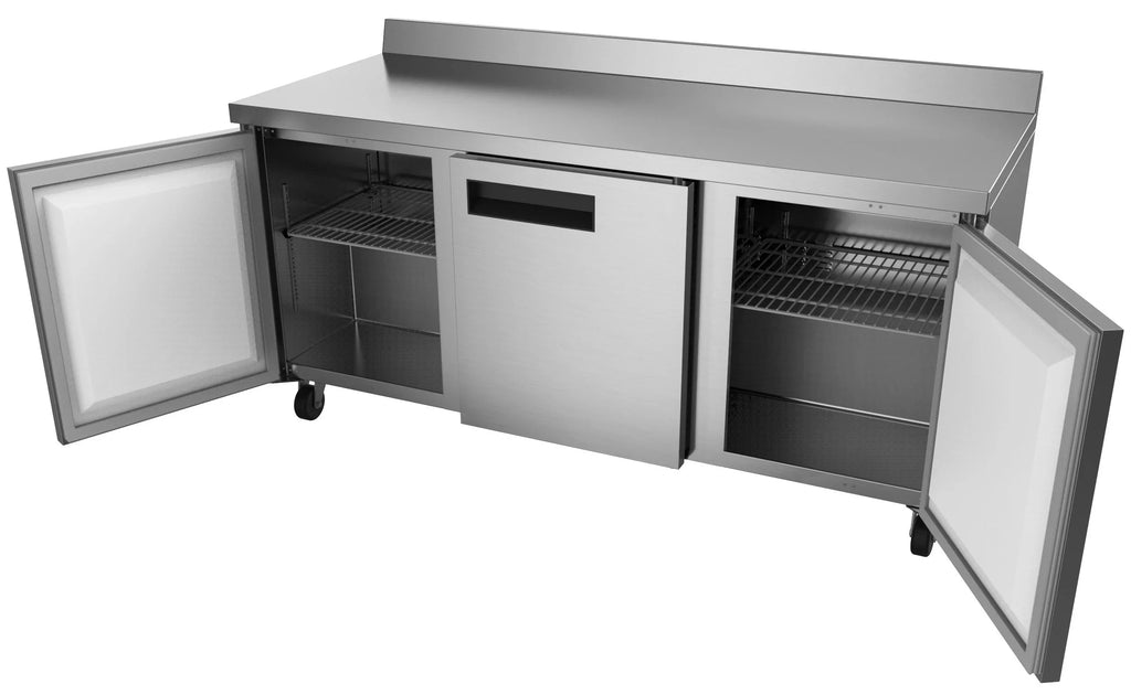 in Cu. Commercial KoolMore 72 Refrigerator Steel, in. Worktop Stainless Three Door ft. 16.9