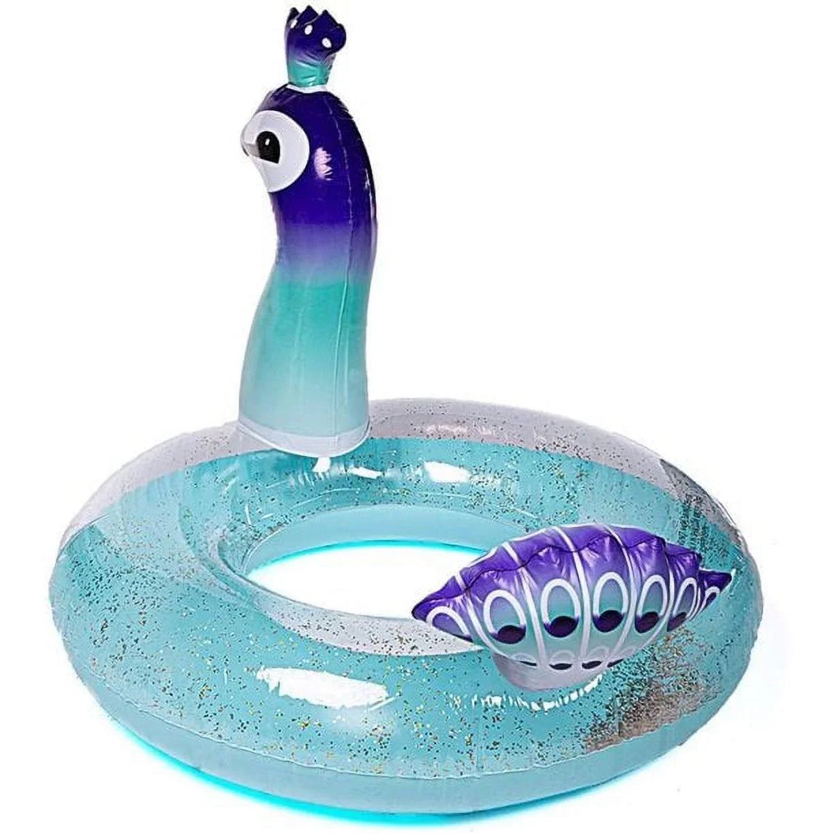 Fun Beach Floaties Peacock Inch Tube, for Kids Pool PVC Toys Ring Decoration Designed with Glitter | Swim Raft Fast Yayle Float Party Valves Inflatable Lounge 48