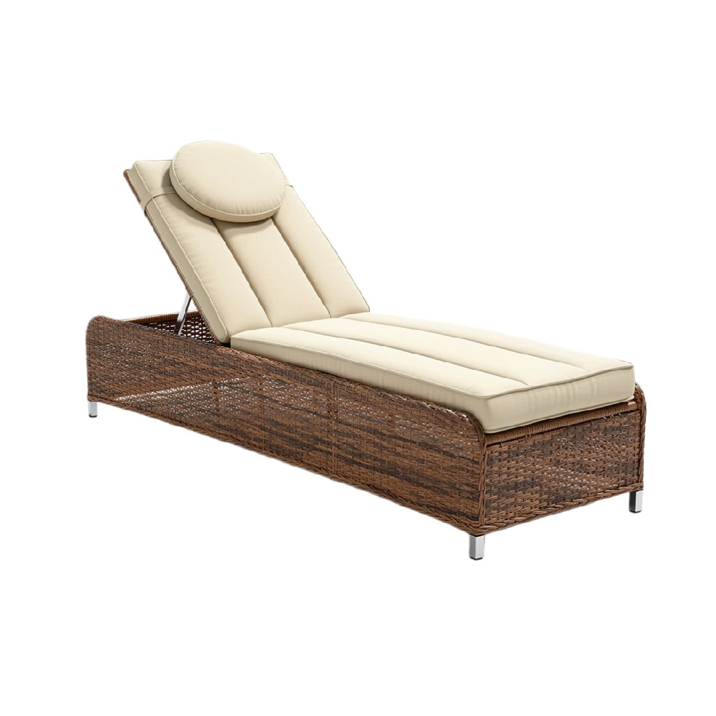 Modern Wicker Lounge Chair with Adjustable Headrest and Cushioned Design