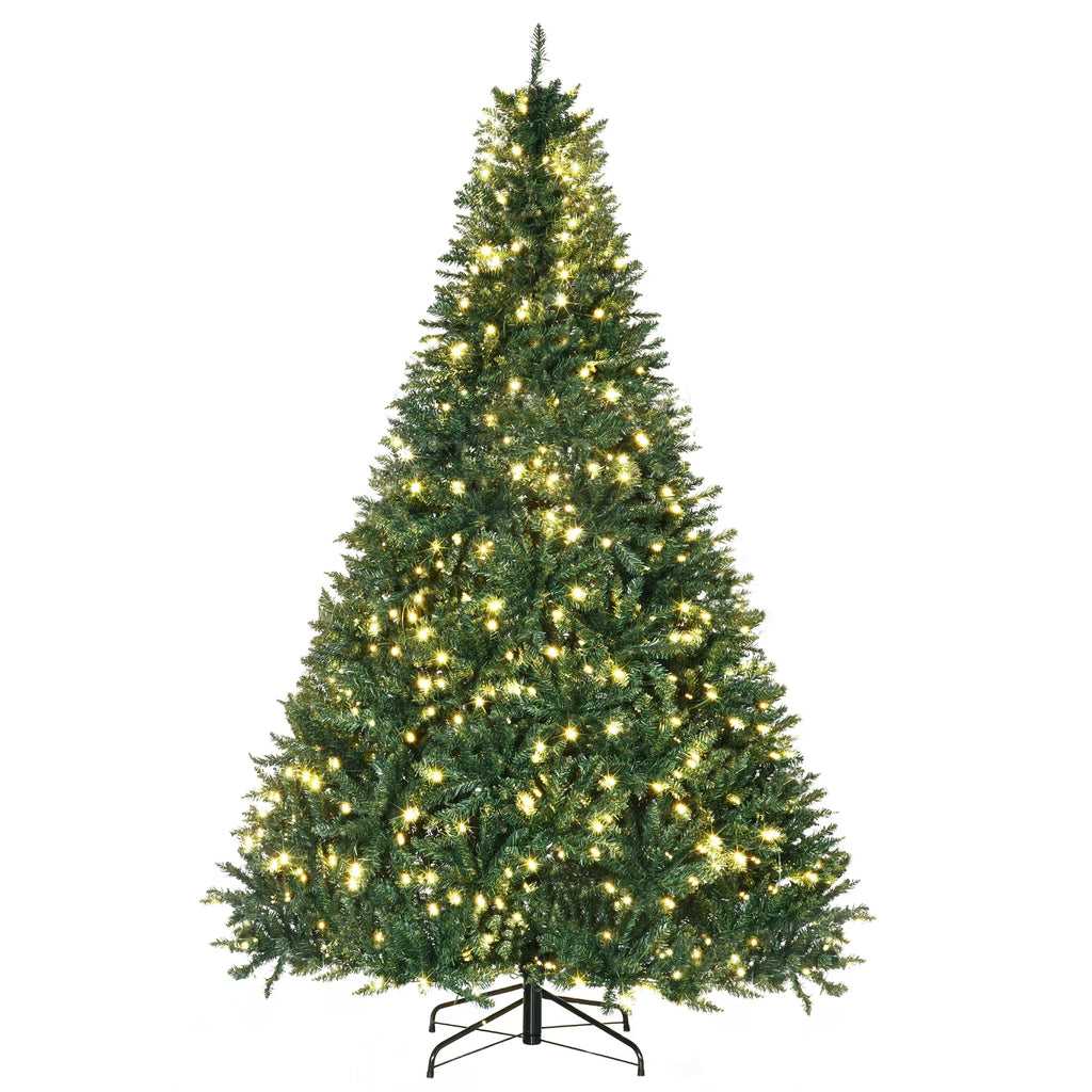 Lights Branches, Tips Christmas Douglas White Full and HOMCOM with 7ft Pre-Lit Warm Fir Tree 700 2154 LED Realistic Artificial